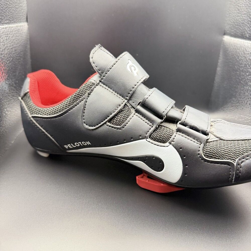 Peloton PL-SH-02 Road Cycling Shoes EU 43 Black/White/Red 3-Bolt - Picture 3 of 6